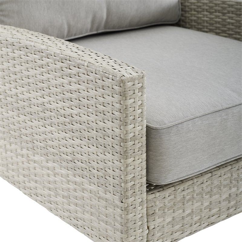 Pemberly Row 3-Piece Modern Wicker / Rattan Outdoor Chair Set in Gray