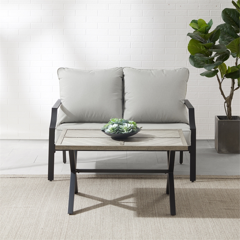 Pemberly Row 2-Piece Modern Metal Conversation Set in Gray/Matte Black