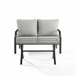 Pemberly Row 2-Piece Modern Metal Conversation Set in Gray/Matte Black
