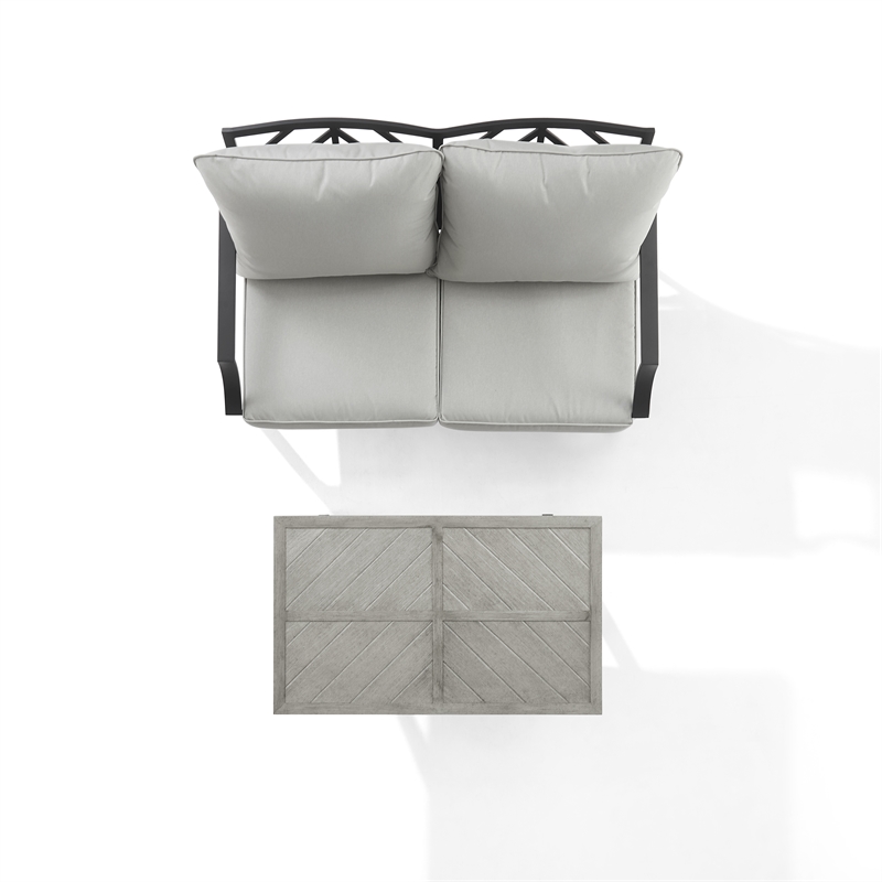 Pemberly Row 2-Piece Modern Metal Conversation Set in Gray/Matte Black