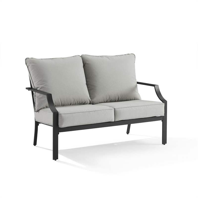 Pemberly Row 2-Piece Modern Metal Conversation Set in Gray/Matte Black