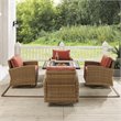 Pemberly Row 5-Piece Fabric Swivel Rocker Conversation Set in Red