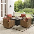 Pemberly Row 5-Piece Fabric Swivel Rocker Conversation Set in Red