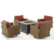 Pemberly Row 5-Piece Fabric Swivel Rocker Conversation Set in Red
