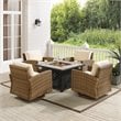 Pemberly Row 5-Piece Fabric Swivel Rocker Conversation Set in Sand