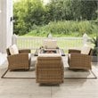 Pemberly Row 5-Piece Fabric Swivel Rocker Conversation Set in Sand