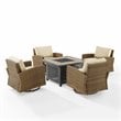 Pemberly Row 5-Piece Fabric Swivel Rocker Conversation Set in Sand