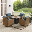 Pemberly Row 5-Piece Fabric Swivel Rocker Conversation Set in Navy