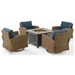 Pemberly Row 5-Piece Fabric Swivel Rocker Conversation Set in Navy