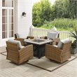 Pemberly Row 5-Piece Fabric Swivel Rocker Conversation Set in Gray