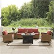Pemberly Row Modern 5-Piece Fabric Swivel Rocker & Sofa Set in Red