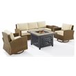 Pemberly Row 5-Piece Fabric Swivel Rocker & Sofa Set in Sand