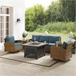 Pemberly Row 5-Piece Fabric Swivel Rocker & Sofa Set in Navy