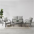 Pemberly Row 4-Piece Modern Metal Conversation Set in Gray/Matte Black