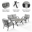 Pemberly Row 4-Piece Modern Metal Conversation Set in Gray/Matte Black