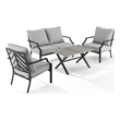 Pemberly Row 4-Piece Modern Metal Conversation Set in Gray/Matte Black