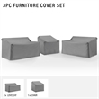 Pemberly Row Covers 3-Piece Vinyl Outdoor Sectional Cover Set in Gray