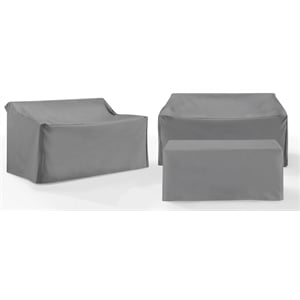 Pemberly Row Covers 3-Piece Vinyl Outdoor Sofa Cover Set in Gray