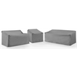Pemberly Row Covers 3-Piece Vinyl Outdoor Sectional Cover Set in Gray