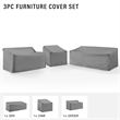 Pemberly Row Covers 3-Piece Vinyl Outdoor Sectional Cover Set in Gray