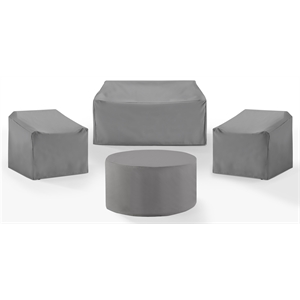 Pemberly Row Covers 4-Piece Vinyl Outdoor Sofa Cover Set in Gray