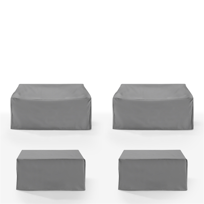 Pemberly Row Covers 4-Piece Vinyl Outdoor Sectional Cover Set in Gray