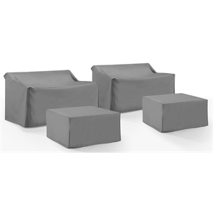 Pemberly Row Covers 4-Piece Vinyl Outdoor Sectional Cover Set in Gray
