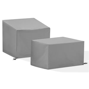 Pemberly Row Covers 2-Piece Traditional Vinyl Outdoor Sofa Cover Set in Gray