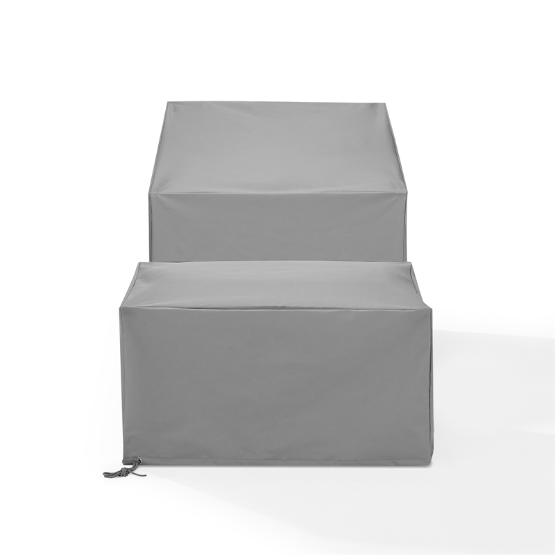 Pemberly Row Covers 2-Piece Traditional Vinyl Outdoor Sofa Cover Set in Gray