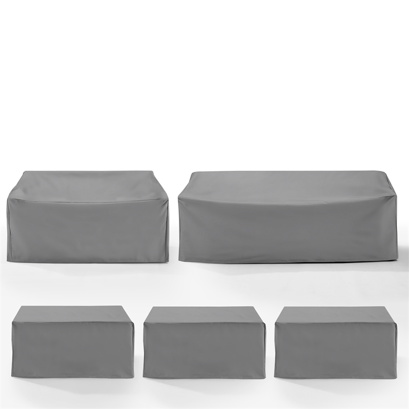 Pemberly Row Covers 5-Piece Vinyl Outdoor Sectional Cover Set in Gray