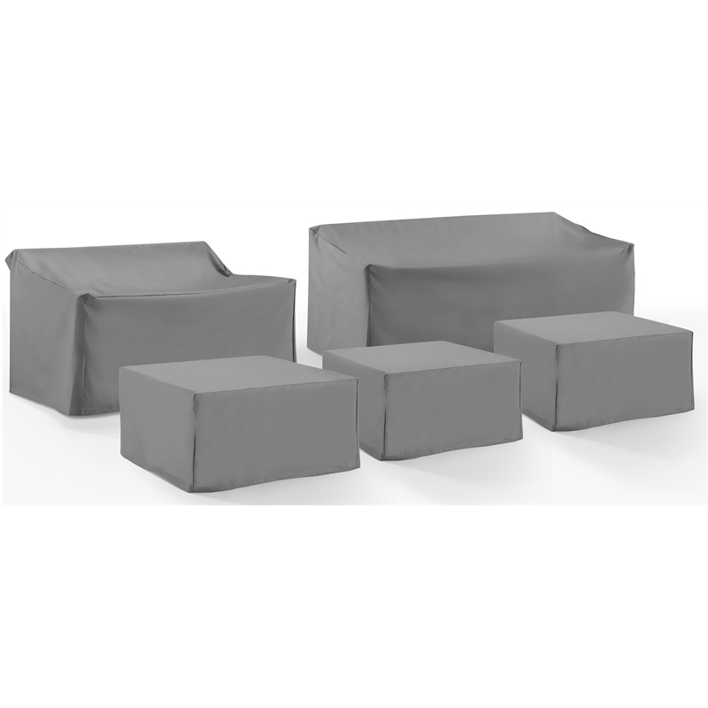 Pemberly Row Covers 5-Piece Vinyl Outdoor Sectional Cover Set in Gray