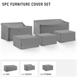 Pemberly Row Covers 5-Piece Vinyl Outdoor Sectional Cover Set in Gray
