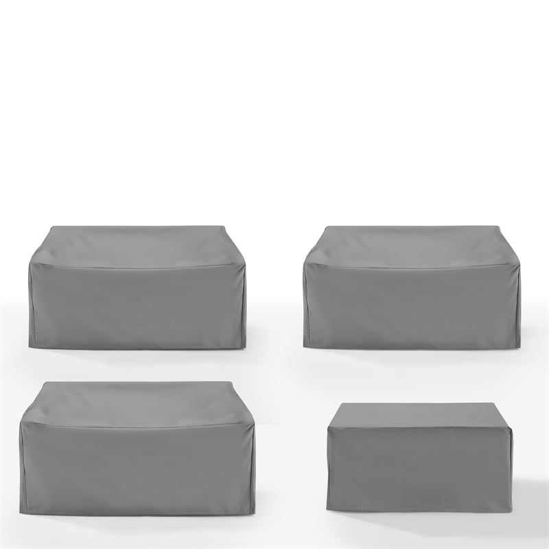 Pemberly Row Covers 4-Piece Traditional Vinyl Sectional Cover Set in Gray