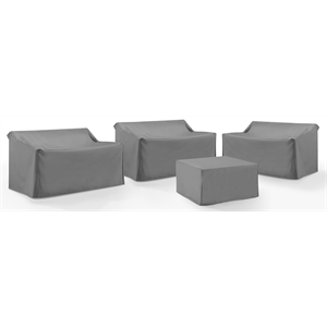 Pemberly Row Covers 4-Piece Traditional Vinyl Sectional Cover Set in Gray