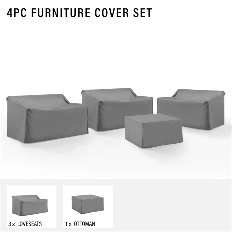 Pemberly Row Covers 4-Piece Traditional Vinyl Sectional Cover Set in Gray