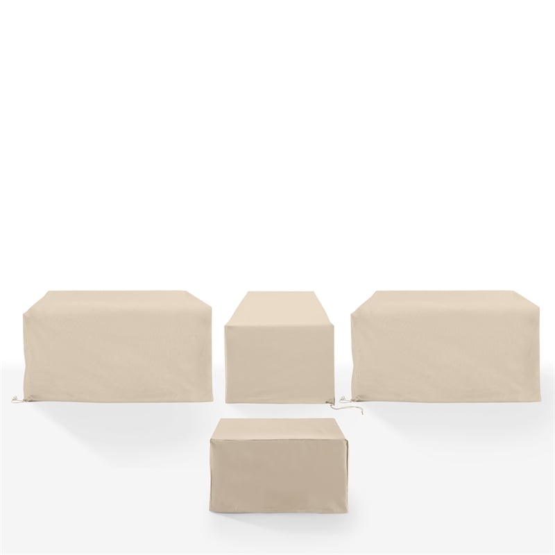 Pemberly Row Covers 4-Piece Vinyl Outdoor Sectional Cover Set in Tan