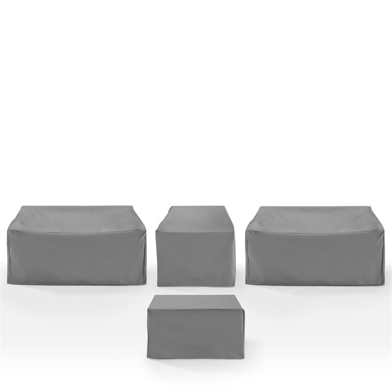 Pemberly Row Covers 4-Piece Vinyl Outdoor Sectional Cover Set in Gray
