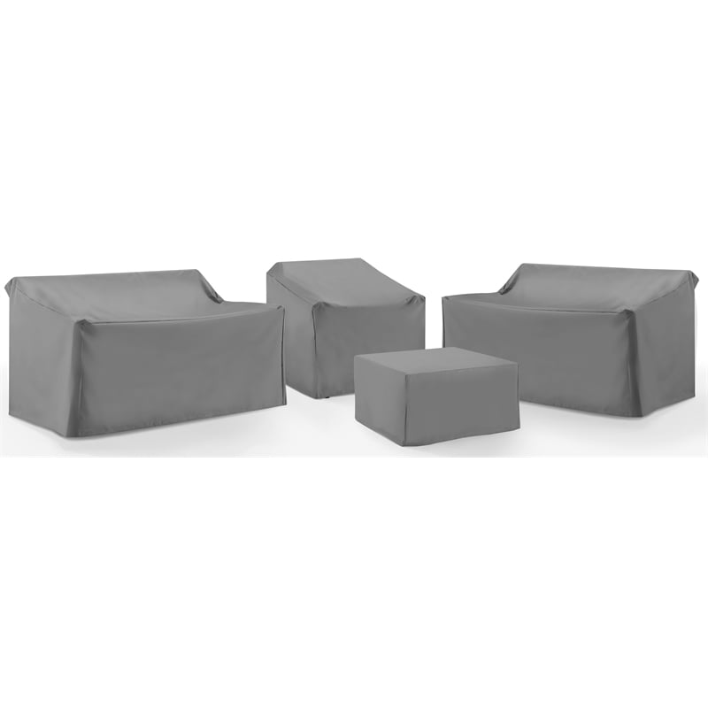 Pemberly Row Covers 4-Piece Vinyl Outdoor Sectional Cover Set in Gray