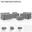 Pemberly Row Covers 4-Piece Vinyl Outdoor Sectional Cover Set in Gray