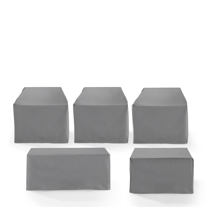 Pemberly Row Covers 5-Piece Vinyl Outdoor Sectional Cover Set in Gray