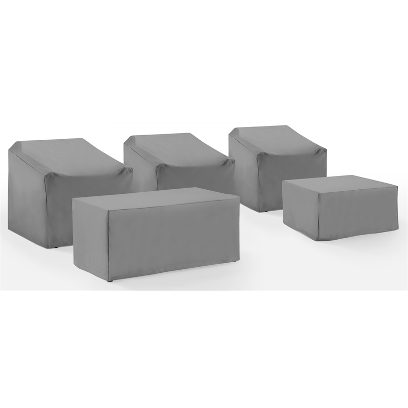 Pemberly Row Covers 5-Piece Vinyl Outdoor Sectional Cover Set in Gray