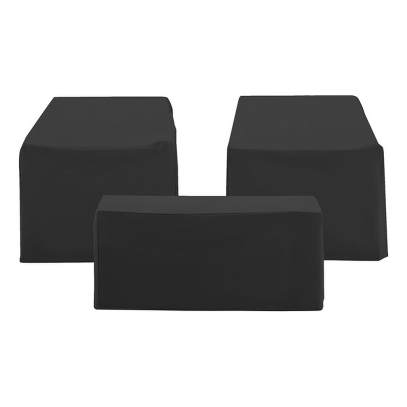 Pemberly Row Modern 3-Piece Outdoor Furniture Cover Set in Black
