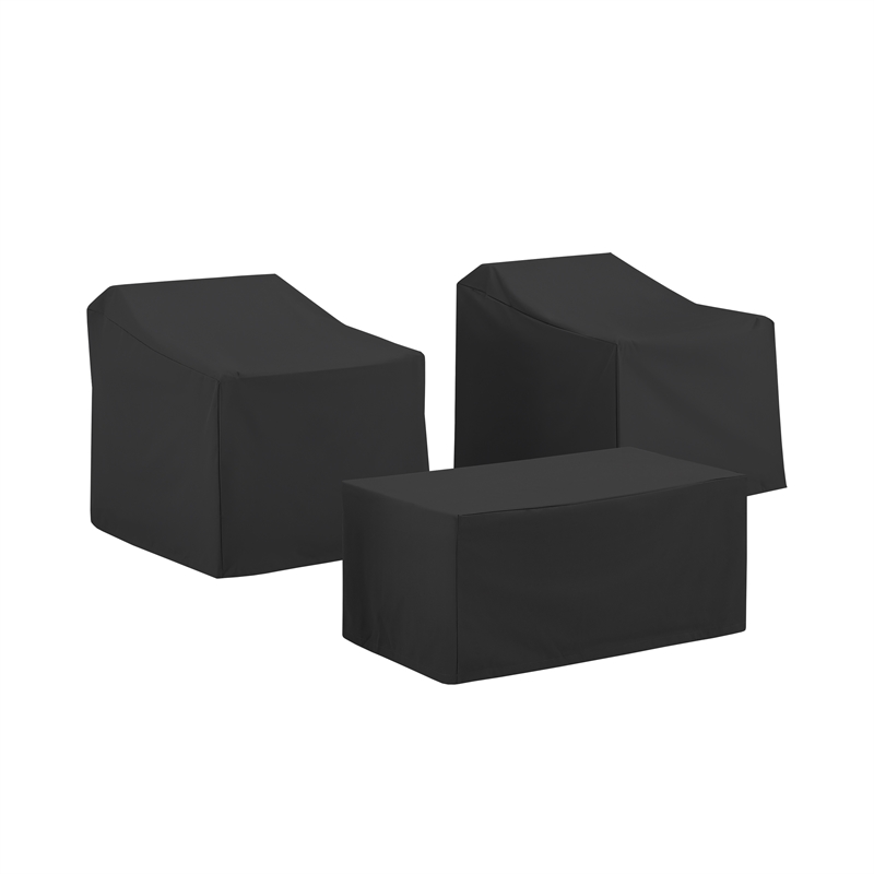 Pemberly Row Modern 3-Piece Outdoor Furniture Cover Set in Black