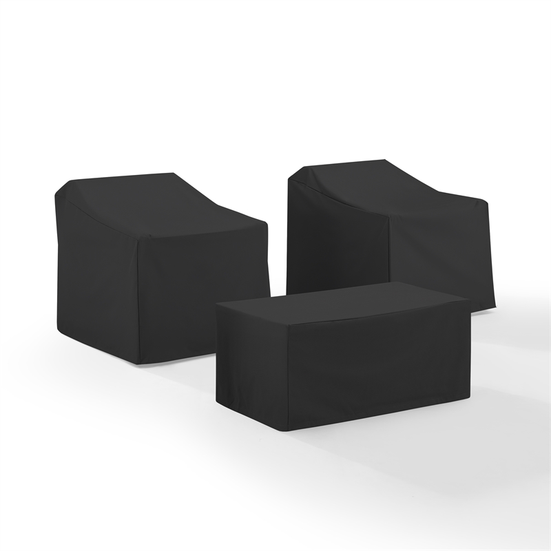 Pemberly Row Modern 3-Piece Outdoor Furniture Cover Set in Black