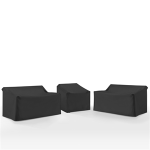 Pemberly Row 3-Piece Outdoor Sectional Furniture Cover Set in Black