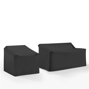 Pemberly Row Modern 2-Piece Outdoor Furniture Cover Set in Black