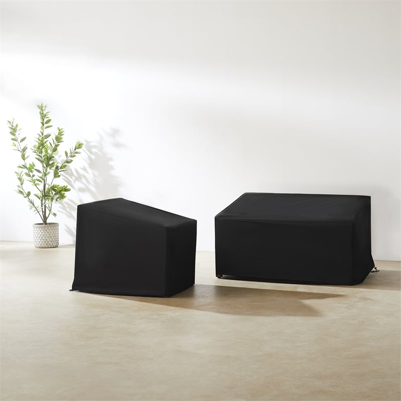 Pemberly Row Modern 2-Piece Outdoor Furniture Cover Set in Black