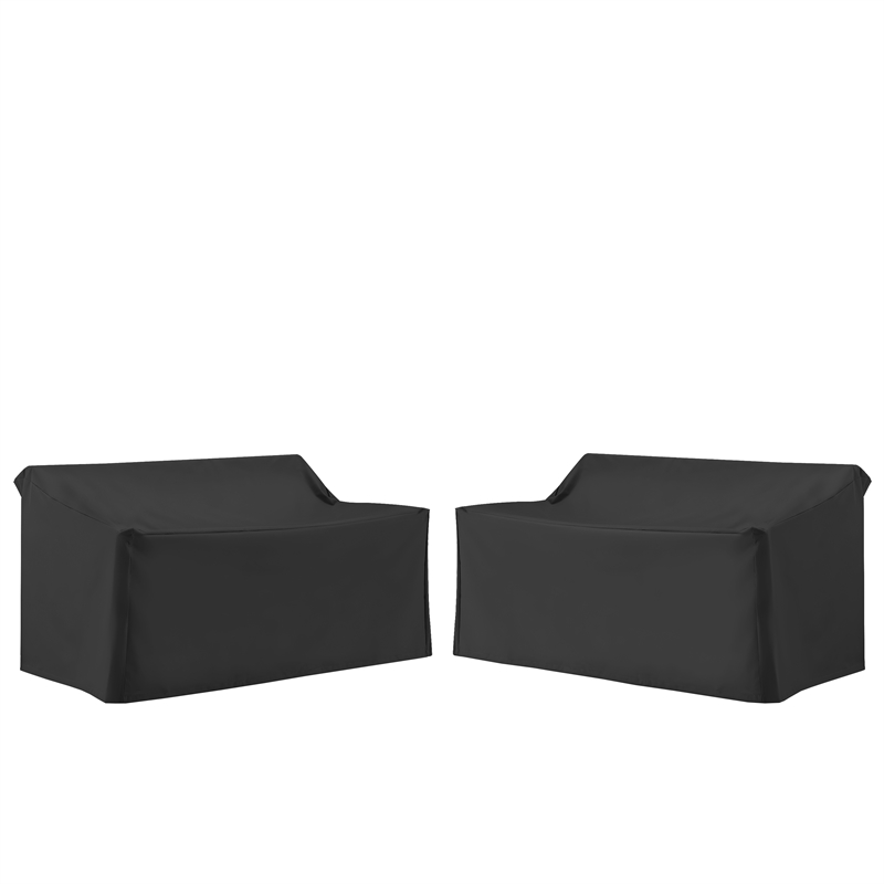 Pemberly Row 2-Piece Outdoor Loveseat Furniture Cover Set in Black