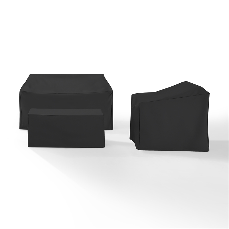 Pemberly Row Modern 3-Piece Outdoor Furniture Cover Set in Black