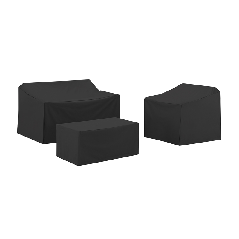 Pemberly Row Modern 3-Piece Outdoor Furniture Cover Set in Black